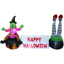 Bruja inflable de Halloween con decoraciones de escena de Halloween